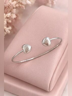 Sterling Silver  Heart Adjustable Cuff Bracelet - Taxco Silver Jewelry